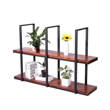 Imagem de Prateleira de teto flutuante | Rack de armazenamento de madeira rústica e ferro | Organizador de cozinha e suporte de exibição para plantas, flores e decoração de casa | Ideal para varandas e bares