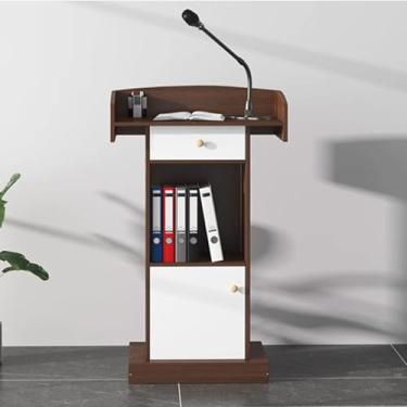 Imagem de Mesa de recepção com balcão, balcão de recepção de escritório, balcão de recepção multifuncional, grande espaço de armazenamento, supermercado moderno simples loja de conveniência hotel (carvalho)