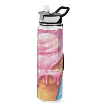 Imagem de Burbuja Garrafa de água de sorvete de 946 ml com tampa de palha, à prova de vazamento e livre de BPA para academia, esportes ao ar livre