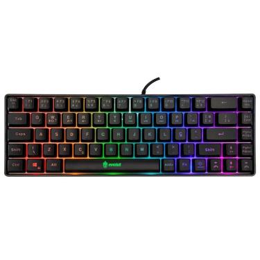Imagem de Teclado Gamer Evolut Fay, Layout 60%, Abnt2, Led Rainbow, Teclas Multimídia - Eg-211