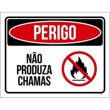 Imagem de Kit 10 Placa Acm Perigo Não Produza Chamas 18X23 - Sinalizo
