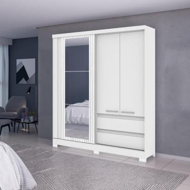 Imagem de Guarda Roupa Casal com Espelho e Pés 3 Portas 2 Gavetas Condor Atualle