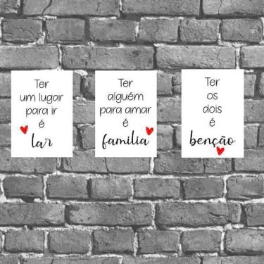 Imagem de Kit 3 Placas Família Lar Benção 18X27Cm