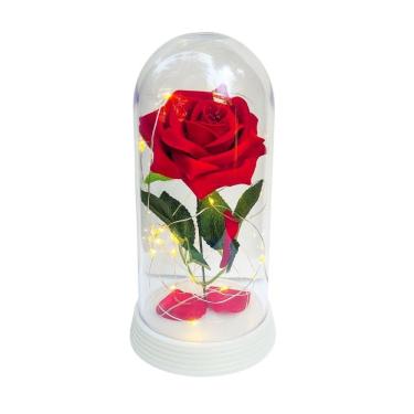 Imagem de Luminária Rosa Encantada Vermelha 20 Cm Base Pérola Quente