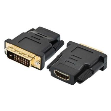 Imagem de Adaptador dvi-d 24+1 macho para conector hdmi fêmea dourado - Knup