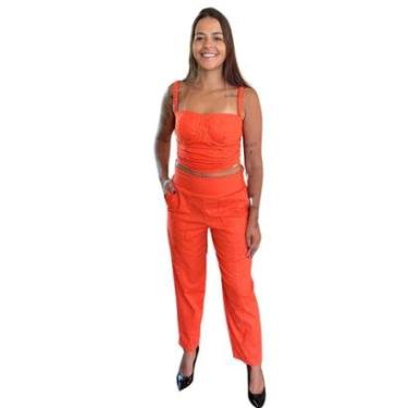 Imagem de Conjunto Luxo Feminino Social Calça e Cropped Elegante Cor:;Tamanho:P-Unissex