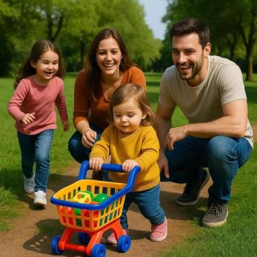 Imagem de Carrinho Moto Brinquedo Cesta Supermercado Presente Veiculo Infantil C