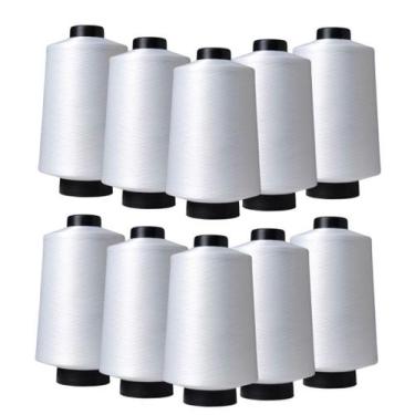 Imagem de Kit 8 Fios Para Maquina Overloque 500G Cada Branco Costura Overloque -