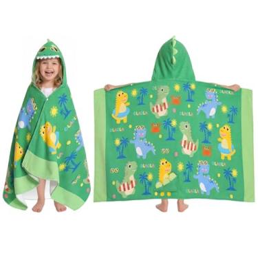 Imagem de OLAOLA Toalhas de banho infantis com capuz de dinossauro, toalha de praia absorvente macia para crianças de 3 a 12 anos, toalhas de banho infantis com capuz, toalha de natação de piscina para meninos