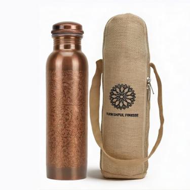 Imagem de FURNISHFUL FINESSE Garrafa de cobre antigo de 1000 ml Garrafas de água de cobre puro co...