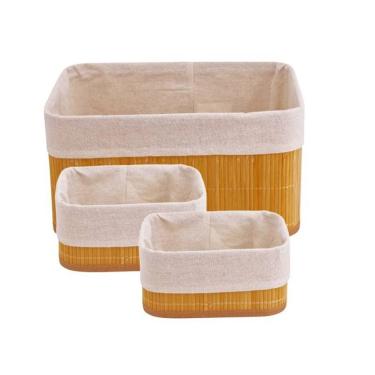 Imagem de Cesto Organizador Kit com 30 Cestos em Bambu Multiuso com 10 Grandes e 20 Pequenos Amad...