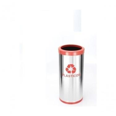 Imagem de Lixeira em Aço Inox 22L Coleta Seletiva com Aro Plástico Abertura Superior Inox Higipack