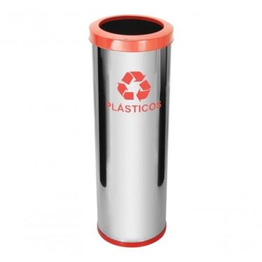 Imagem de Lixeira Aro Pintado 30L Aço Inox com Abertura Manual Detalhe de Acabamento Inox Higipack
