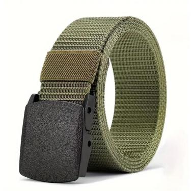 Imagem de Cinto Masculino OEM Largo de Nylon 3 e 8 cm X 120 cm Verde com Fivela em PVC Plástico Tamanho Único Homem
