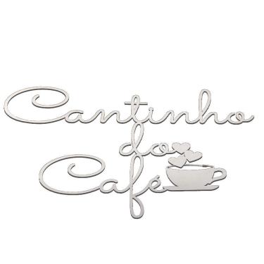 Imagem de Placa Decorativa Caligrafia Cantinho do Café Trovarelli [F031] para Decorar Ambiente com Instalação Simples Branco