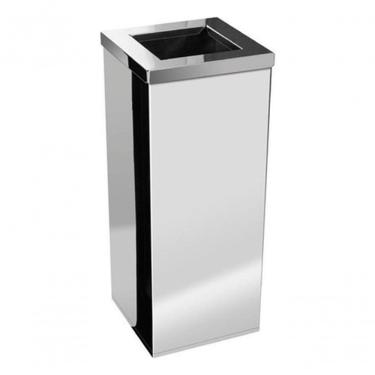 Imagem de Lixeira Inox Quadrada com Aro em Inox 36L em Aço Inox com Abertura Superior Manual Acabamento Inox