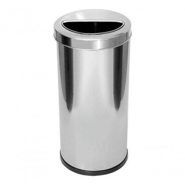 Imagem de Lixeira Inox 30 Litros com Aro Meia Lua 30 l Aço Inox Abertura com Aro Organizador Inox Higipack