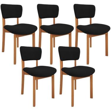 Imagem de Kit 05 Cadeiras Para Sala De Jantar Cozinha Living Estofada Dara L02 Bouclê Preto - Lyam Decor