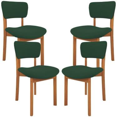 Imagem de Kit 04 Cadeiras Para Sala De Jantar Cozinha Living Estofada Dara L02 Suede Verde Musgo - Lyam Decor