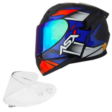 Imagem de Capacete Moto Asx City Start Azul Esportivo Viseira Camaleão, Azul, 62