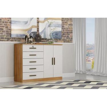Imagem de Cômoda para Quarto com Sapateira 5 Gavetas - Space-Cumaru off white - 