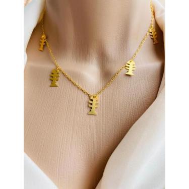 Imagem de Colares chocker modelo de peixe folheados a ouro - Dondocas.Bijus