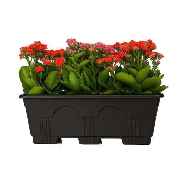 Imagem de Vaso de Planta Floreira Retangular Grande 10L de Chao para Casa Jardim Varanda Comercio em Plastico Preto