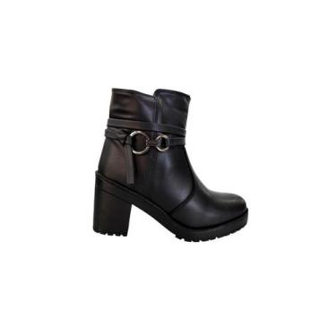 Imagem de Bota Coturno Feminina Ana Lolita F561 Cano Curto Confortável, Preto, 3