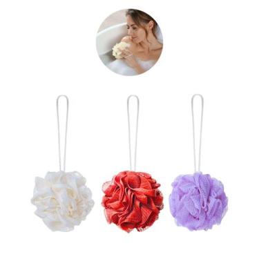 Imagem de Esponja De Nylon Para Banho Esfoliação Colorido Com Cordinha Unidade -