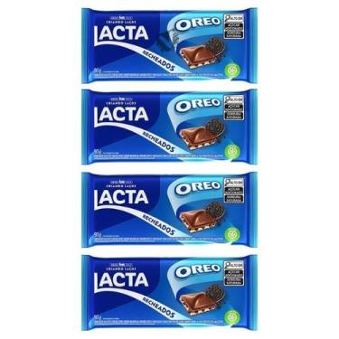 Imagem de Kit 4 Barra de Chocolate Lacta Recheada ao Leite Oreo 90g