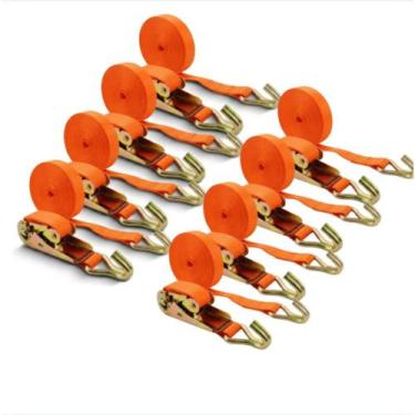 Imagem de Kit 8 Cintas com Catraca para Amarração de Carga 0,8 Tonelada 4,5 Metr