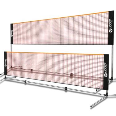 Imagem de Conjunto de rede portátil Badminton – rede esportiva de nylon com altura ajustável com bastões de aço inoxidável, bolsa de transporte, para vôlei infantil, tênis, pickleball, futebol, quadra interna, externa, quintal, praia, garagem.