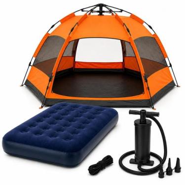 Imagem de Barraca Camping 5-8 Pessoas + Colchão Casal + Bomba Manual - OMEGA