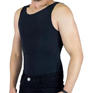 Imagem de Cinta Camiseta Redutora Masculina Efeito Sauna Hot Queima Gordura Alta Compressão (GG)