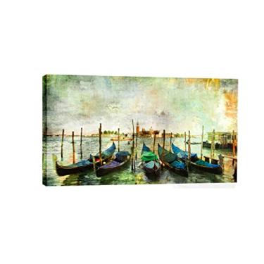 Imagem de Quadro Decorativo Veneza Barcos Praia 70x100