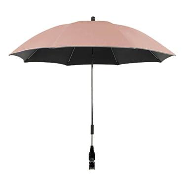 Imagem de Generic Guarda-chuva de carrinho de bebê universal 360 graus ajustável capa de carrinho de bebê para cadeira de rodas, cadeiras de praia, cadeira de praia, ROSA