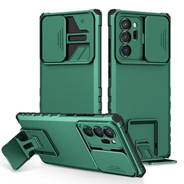 Imagem de Caso de volta Caixa de kickstand de silicone Compatível para o Samsung Galaxy Note 20 Uitra, [3 Ways Stand] Capa protetora (Color : DARK GREEN)