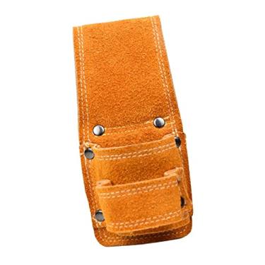 Imagem de Homyl Alça de cinto de couro PU, suporte de ferramentas organizador de bainha de bolso feito à mão, coldre de martelo para eletricistas carpinteiros de chave artesanal, dois furos