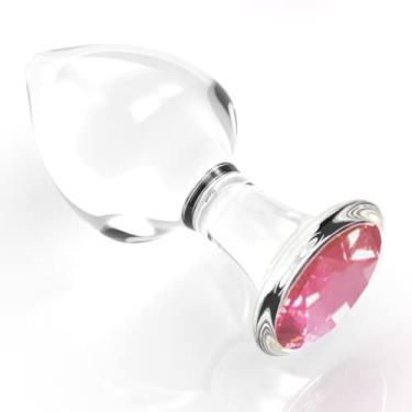 Imagem de Plug Anal Grande De Vidro Translucido Com Pedra Brilhante