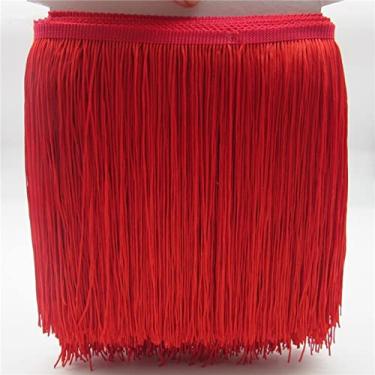 Imagem de 1 jarda 20 cm longa borla de poliéster franja guarnição de renda fita costurar vestido latino palco acessórios cortina de vestuário, vermelho, 1 jarda