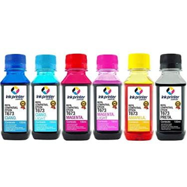 Imagem de Kit de Tinta para Epson L800 - Compatível Inkprinter (t673-6x100ml)