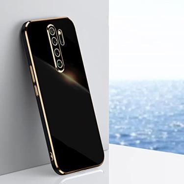 Imagem de Capa de telefone com moldura dourada para xiaomi para redmi note 8 9 s note8 8 t note9 pro 9s 9 t 9a 9at capa de silicone macio, zb preto, para redmi note 8