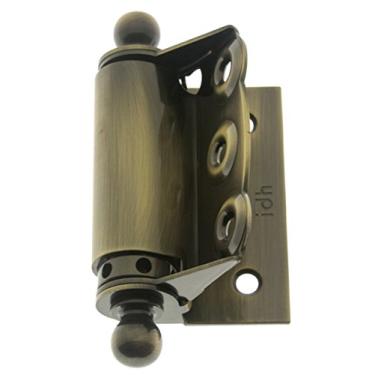 Imagem de idh by St. Simons 80320-005 Dobradiça de porta de tela de mola ajustável de latão sólido genuíno de qualidade profissional com acabamento em esfera, latão antigo, par
