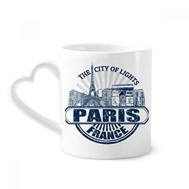 Imagem de Caneca de Arquitetura Torre Eiffel Bandeira de Paris França Caneca de Café Cerâmica Copo de Coração de Vidro