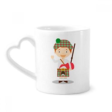 Imagem de Caneca de desenho animado Escócia verde vermelho café cerâmica copo de coração de vidro