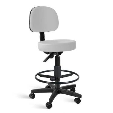 Imagem de Cadeira Mocho Palmi Giratória Alta Com Aro Branca - Flex Cadeiras
