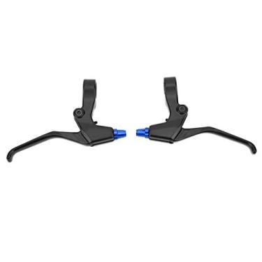 Imagem de Alavanca de freio de bicicleta de freio ajustável, alavanca de freio de bicicleta de montanha de alta resistência, peças para guidões comuns, acessórios de ciclismo de estrada (preto e azul)