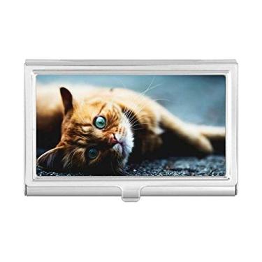 Imagem de Porta-cartões de visita com fotografia de gato olho azul puro animal