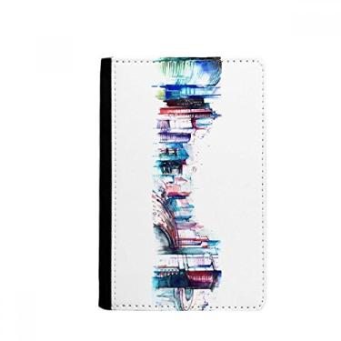 Imagem de Capa carteira moderna arranha-céus aquarela porta-passaporte Notecase Burse porta-cartões