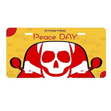 Imagem de DIYthinker Placa de identificação de placa de aviso quadrada vermelha envenenando decoração de carro Dia da Paz